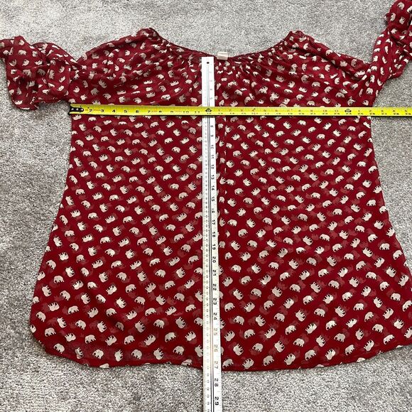 Unbranded Blouse Shirt Womens 3XL Red Long Sleeve Elephant Print Ladies Top - Picture 6 of 8